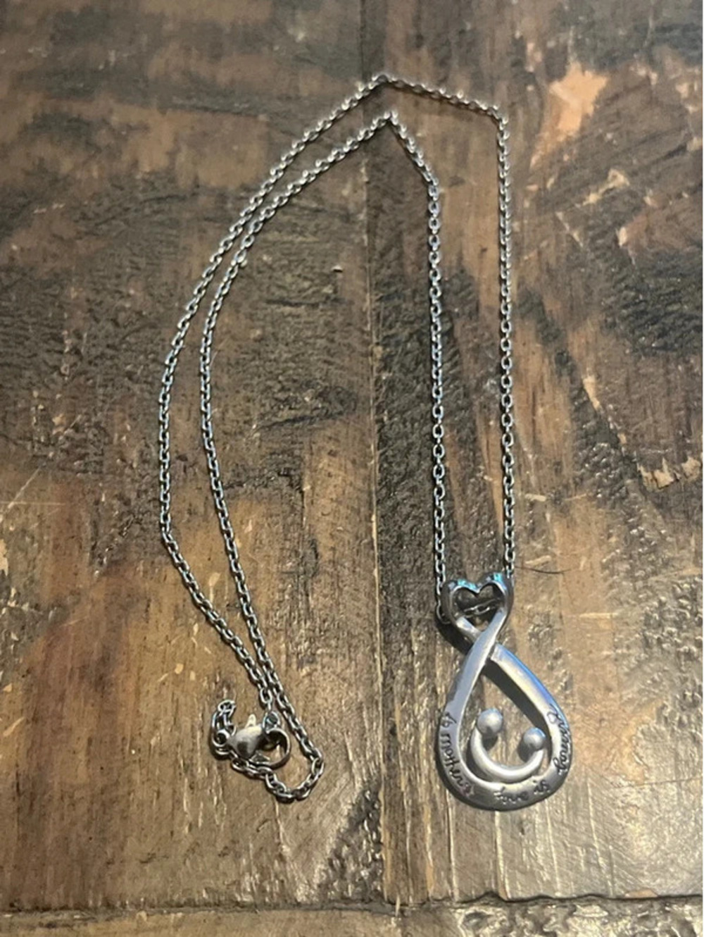 "A Mother's Love is Forever" Silver Infinity Pendant Necklace – 12"